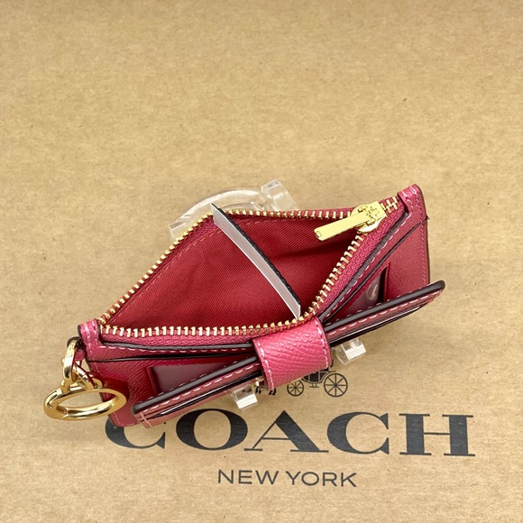 Coach Rose Card Holder with Key Ring Pink - Picture 4 of 12